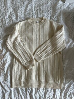 Reformation Cream Ribbed Crewneck Sweater